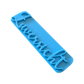 Schräge Nahaufnahme des blauen Tonstempels Zuversicht mit feinen Linien und sauberem 3D-Druck.