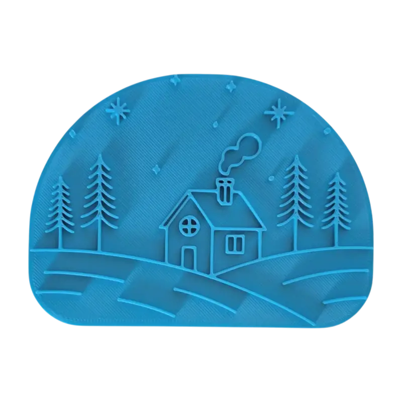 Kleine Winterhütte unter den Sternen - Keramikstempel Prägestempel - Spruchstempel