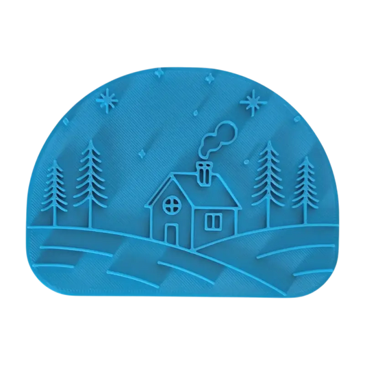 Kleine Winterhütte unter den Sternen - Keramikstempel Prägestempel - Spruchstempel