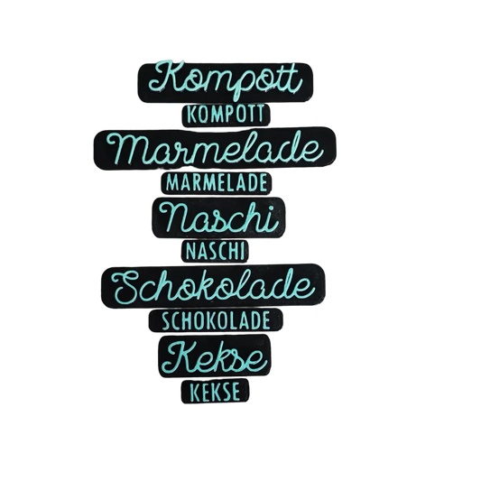 Kompott Marmelade Naschi Schokolade oder Kekse - Stempel - Spruchstempel