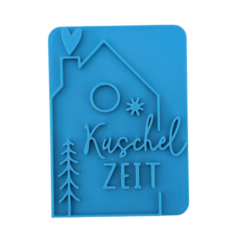 Kuschel Zeit mit Haus-Motiv - Keramikstempel Prägelstempel - Spruchstempel
