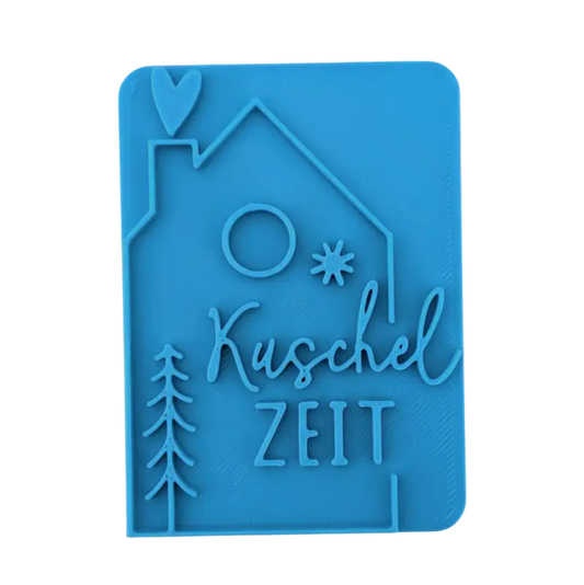 Kuschel Zeit mit Haus-Motiv - Keramikstempel Prägelstempel - Spruchstempel