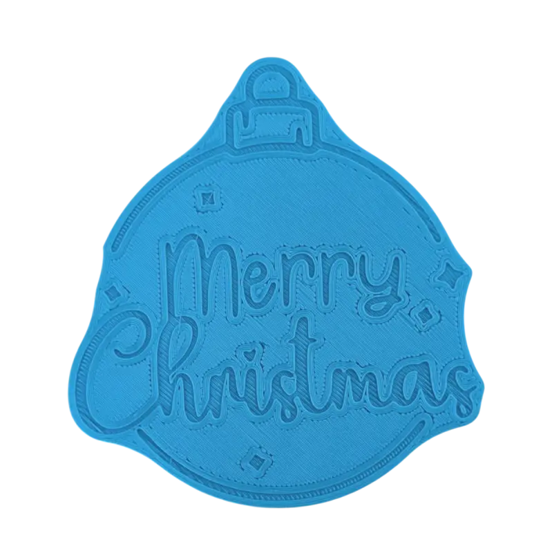 Merry Christmas in Christbaumkugel - Keramikstempel Prägestempel - Spruchstempel
