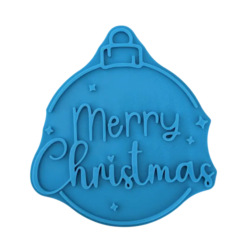 Merry Christmas in Christbaumkugel - Keramikstempel Prägestempel - Spruchstempel