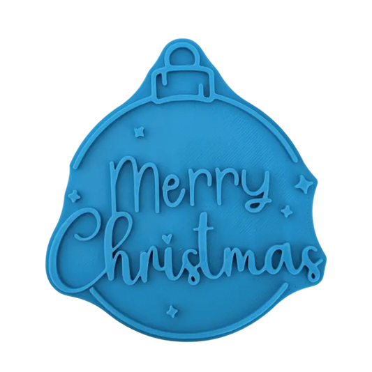 Merry Christmas in Christbaumkugel - Keramikstempel Prägestempel - Spruchstempel