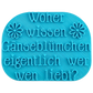 Türkisfarbener Keramikstempel für Ton mit dem Schriftzug 'Woher wissen Gänseblümchen eigentlich, wer wen liebt?'. Professionelles Töpferwerkzeug für saubere Textprägungen.