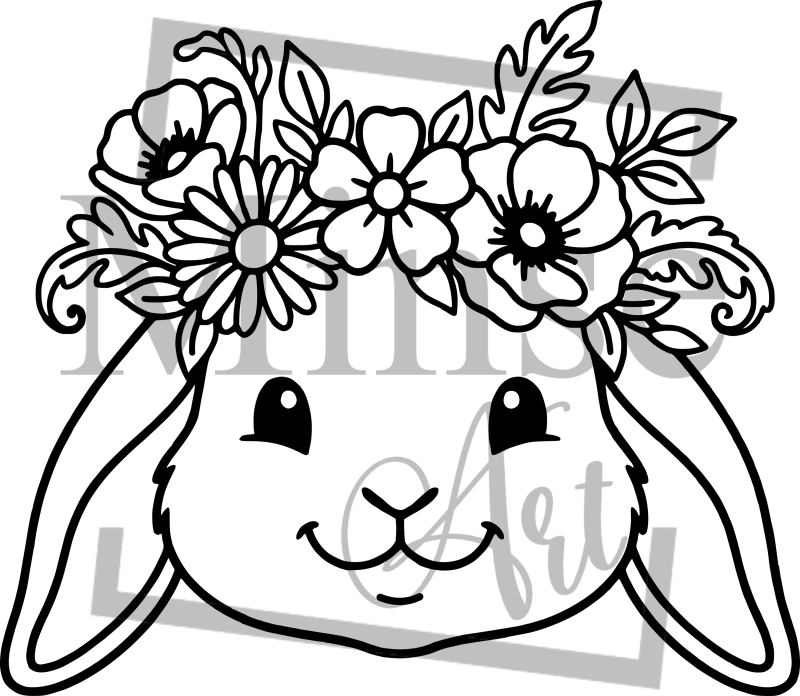 Plotterdatei ’Hasen-Duo mit Blumenkranz’ – 2 Motive (SVG DXF PNG)