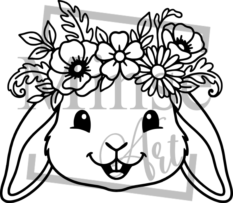 Plotterdatei ’Hasen-Duo mit Blumenkranz’ – 2 Motive (SVG DXF PNG)