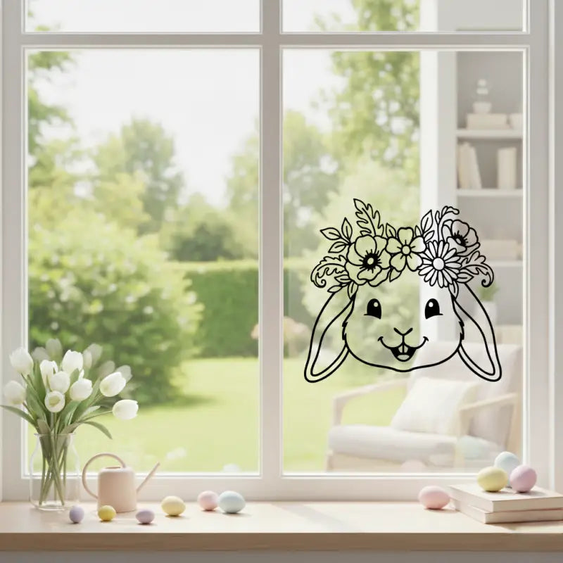 Plotterdatei ’Hasen-Duo mit Blumenkranz’ – 2 Motive (SVG DXF PNG)