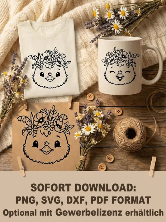 Plotterdatei Küken „Fröhliches Küken“ – SVG DXF PNG