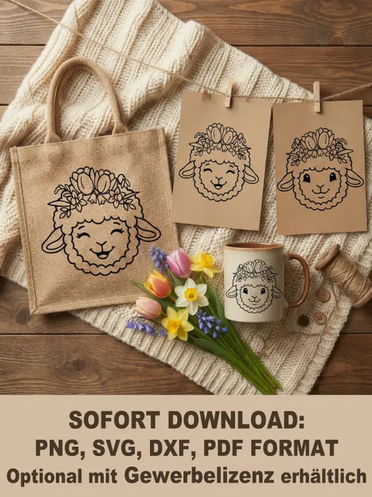 Plotterdatei Lämmer „Kleines Osterlamm“ – SVG DXF PNG