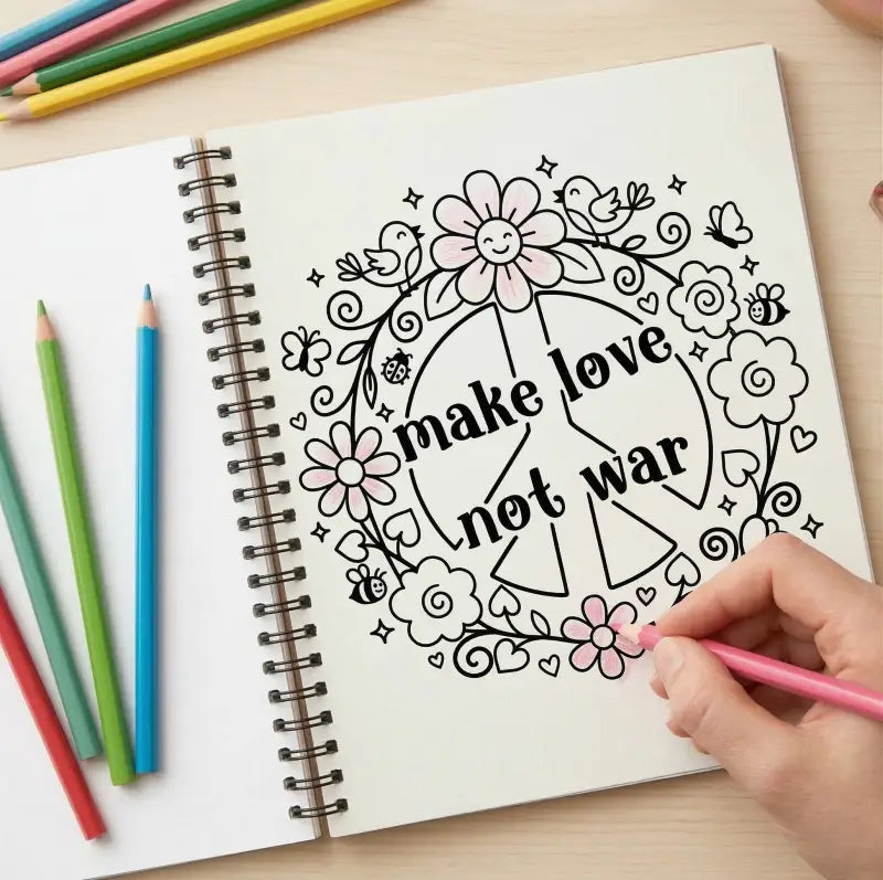 Plotterdatei ’Make Love Not War’ – Blumenkranz & Peace-Motiv