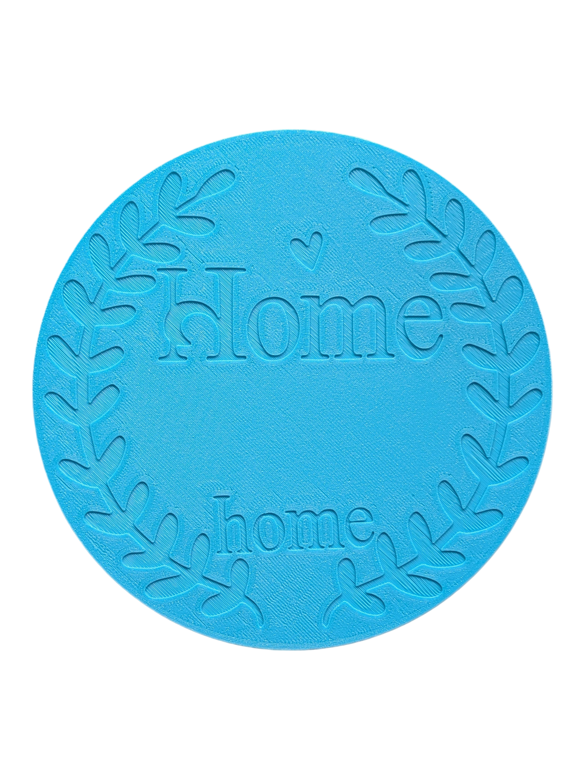 Rückseite des Textstempels 'Home sweet home' mit praktischer Positionierungshilfe. Die eingeprägten Umrisse helfen dabei, den Tonstempel perfekt, mittig und gerade auf dem Keramikstück auszurichten.