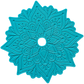 Türkisfarbener Keramikstempel Mandala Nalini mit praktischer Positionierungshilfe. Das Loch in der Mitte des Motivstempels hilft dabei, den Prägestempel perfekt und mittig auf dem Keramikstück zu platzieren. Durchdachtes Töpferwerkzeug für symmetrische Muster.