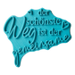 Türkisfarbener Prägestempel für Ton mit dem romantischen Spruch 'der schönste Weg ist der gemeinsame'. Ein detailreicher Tonstempel für individuelle Hochzeitsgeschenke und Andenken.