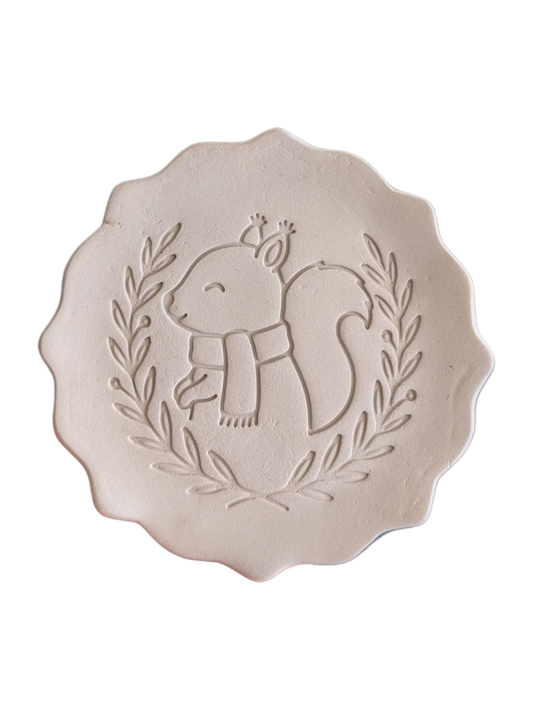 Keramikstempel "Eichhörnchen mit Schal" – Seitlicher Blick mit (10cm - 19cm) - Minseart