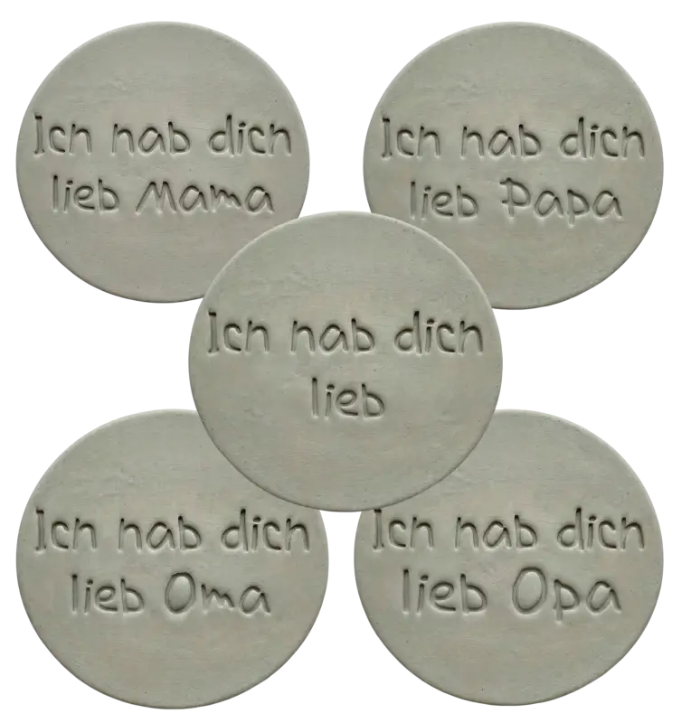 Sparset: 5er Kollektion Keramikstempel ’Ich hab dich lieb’ – Inkl. exklusivem Bonus-Motiv - 7.5cm