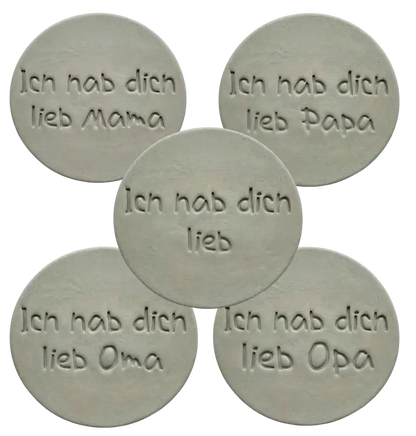 Sparset: 5er Kollektion Keramikstempel ’Ich hab dich lieb’ – Inkl. exklusivem Bonus-Motiv - 7.5cm