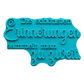 Türkisfarbener Keramikstempel für Ton mit dem Schriftzug 'Die schönsten Erinnerungen sammelt man zu zweit'. Hochwertiges und handgefertigtes Töpferwerkzeug für detailgetreue Textprägungen.