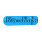 Draufsicht auf den türkisfarbenen Prägestempel für Ton mit dem Schriftzug 'Heimathafen'. Ein eleganter Textstempel für maritim dekorierte Keramik und Türschilder.