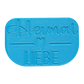 Türkisfarbener Textstempel 'Heimatliebe'. Der Keramikstempel verfügt über eine Positionierungshilfe auf der Rückseite für exaktes und gerades Stempeln auf dem Tonstück.