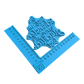 Perspektivische Ansicht des blauen Textstempels Du bist am Schönsten angelegt an ein Maßband-Winkelwerkzeug zur Größenbestimmung.