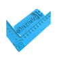 Blaugruener Spruch-Stempel Harmonie von MinseArt angelegt an ein Maßband-Winkelwerkzeug zur genauen Längenbestimmung.
