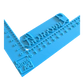 Blauer Keramikstempel mit dem Schriftzug Zuversicht im blauen Winkel-Messinstrument (in cm) zur genauen Längenbestimmung.