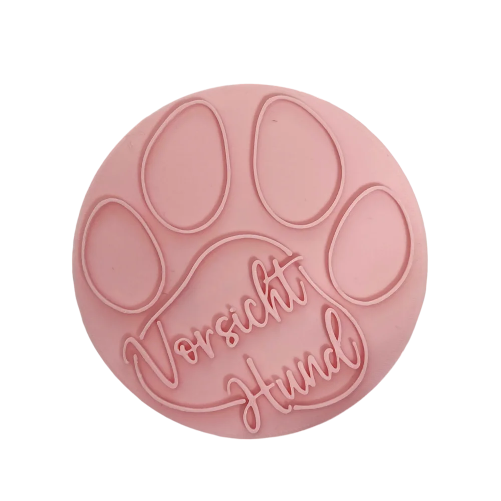Vorsicht Hund - Prägestempel mit passendem Ausstecher - 12cm - Spruchstempel