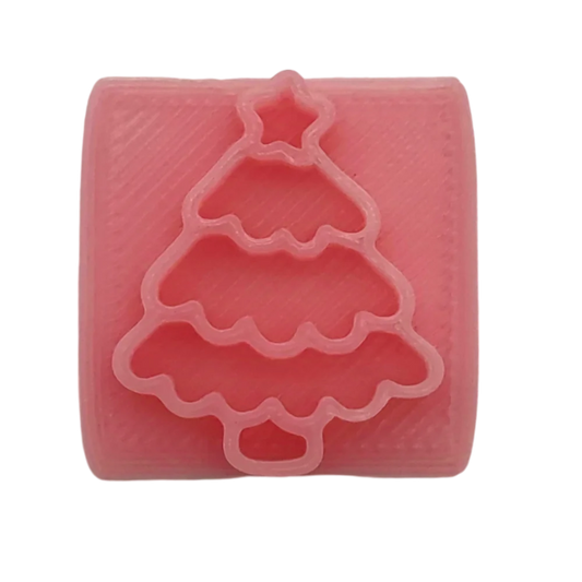 Weihnachts-Icon - Tannenbaum mit Stern - Prägestempel - Spruchstempel