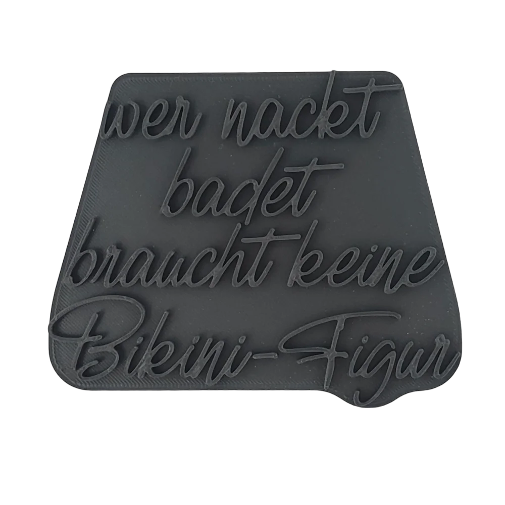 Wer nackt badet braucht keine Bikini-Figur - Stempel - Spruchstempel