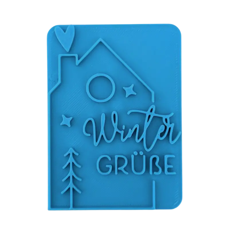 Winter Grüße mit Haus-Motiv - Keramikstempel Prägelstempel - Spruchstempel