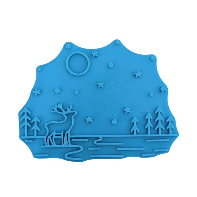 Winterlandschaft mit Rentier - Keramikstempel Prägestempel - Spruchstempel