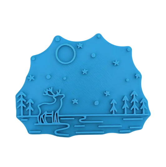 Winterlandschaft mit Rentier - Keramikstempel Prägestempel - Spruchstempel